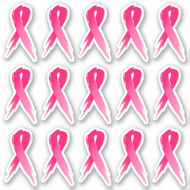 Mini Breast Cancer Awareness Pink Ribbons x 15 Sticker (Front)