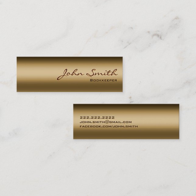Mini Bronze Metal Bookkeeper Business Card (Front/Back)