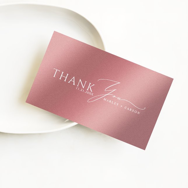 Mini Budget Modern Rose Gold Wedding Thank You Note Card (Creator Uploaded)