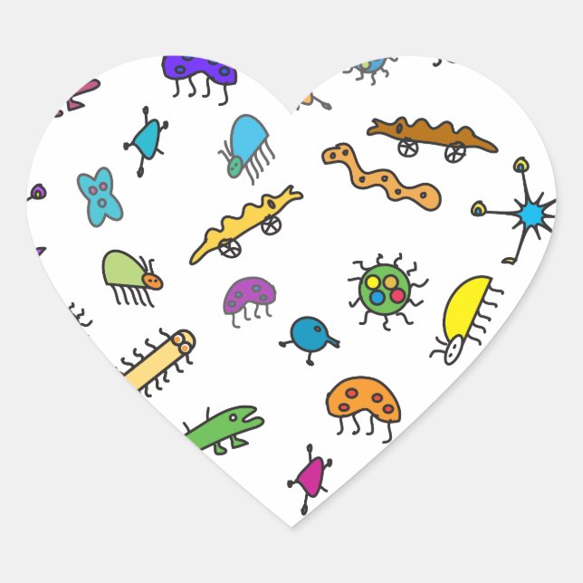 Mini Bugs and Mini Beasts Heart Sticker (Front)