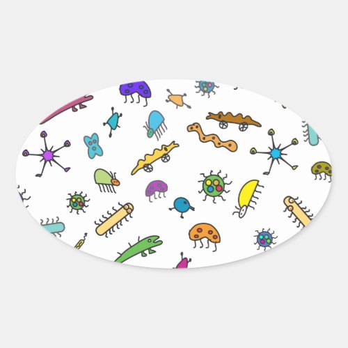 Mini Bugs and Mini Beasts Oval Sticker