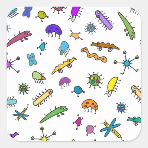 Mini Bugs and Mini Beasts Square Sticker