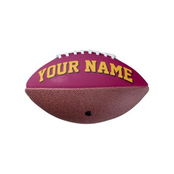 Mini Burgundy And Gold Personalized Football by MINI_FOOTBALLS at Zazzle