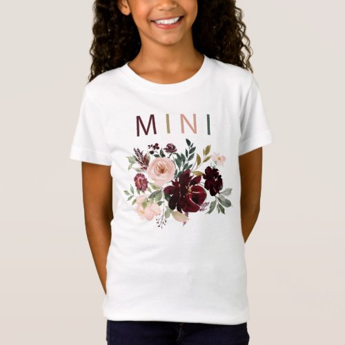 Mini Burgundy Floral Watercolor Shirt 2
