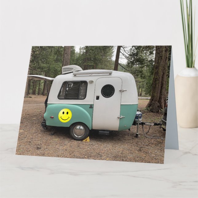 MINI CAMPER TRAILER HAPPY BIRTHDAY cards