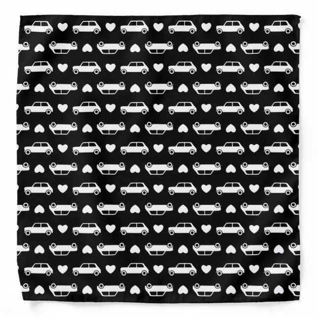 Mini Car Hearts Black Bandana (Front)