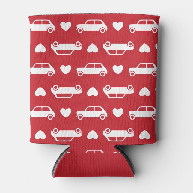 Mini Car Hearts Red Can Cooler (Front)