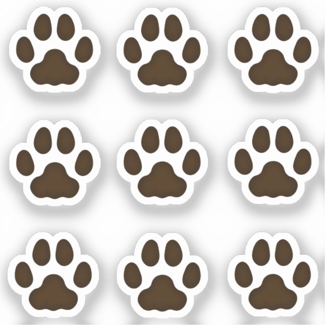 Mini Cat Paw Prints Dark Brown Animal Tracks Sticker (Front)