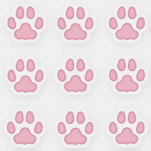 Mini Cat Paw Prints Pink Animal Tracks Stickers