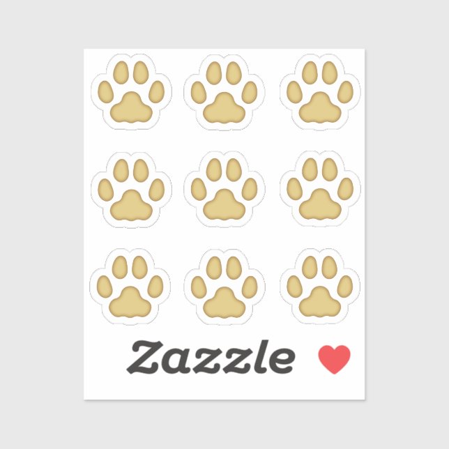 Mini Cat Paw Prints Tan Animal Tracks Stickers (Sheet)