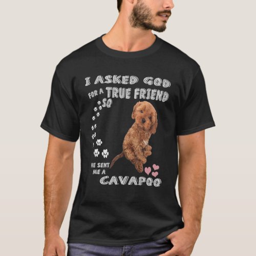 Mini Cavapoo Saying Mom Cavadoodle Dad Print Cav T_Shirt