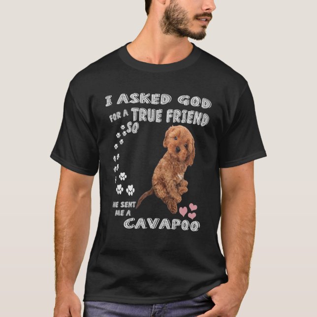 Mini Cavapoo Saying Mom, Cavadoodle Dad Print, Cav T-Shirt (Front)