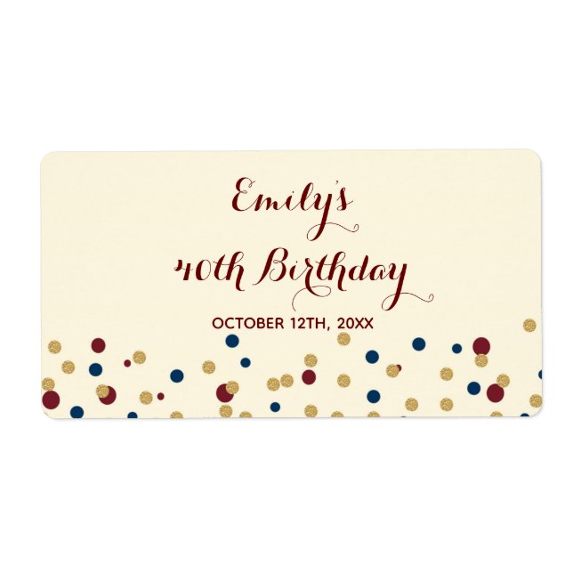 Mini champagne bottle label confetti birthday (Front)