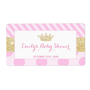 Mini champagne bottle label princess baby shower