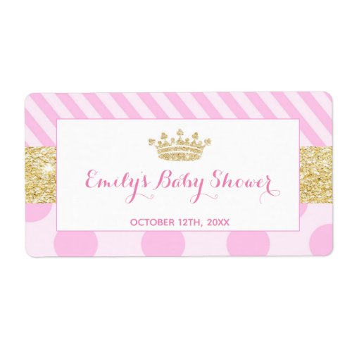 Mini champagne bottle label princess baby shower