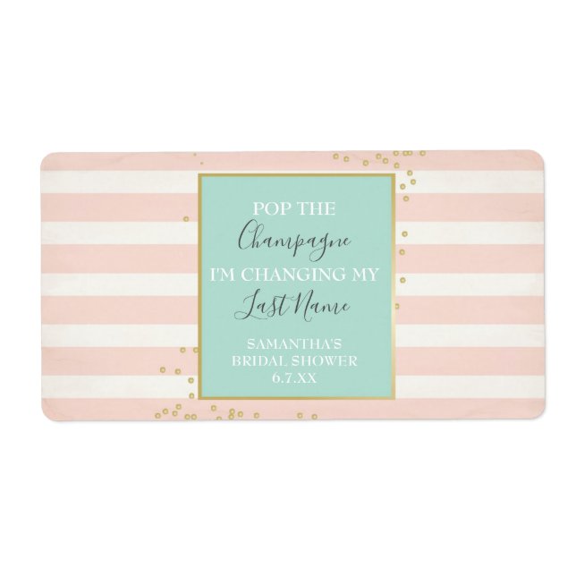 Mini Champagne Label Bridal Shower Favor (Front)
