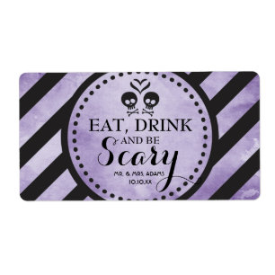 Mini Champagne Label Gothic Wedding Favor - Purple