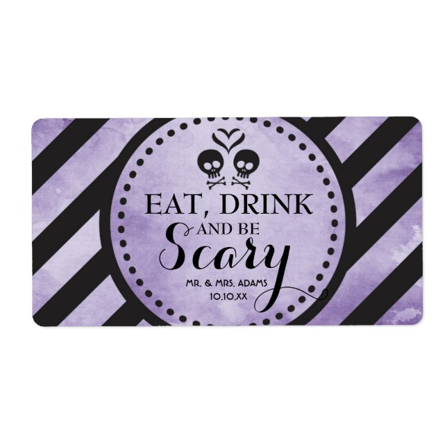 Mini Champagne Label Gothic Wedding Favor - Purple (Front)
