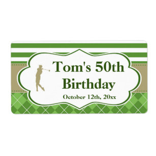 Mini champagne wine bottle label golf green gold