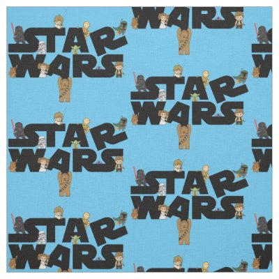 Mini Characters Climbing Star Wars Logo Fabric