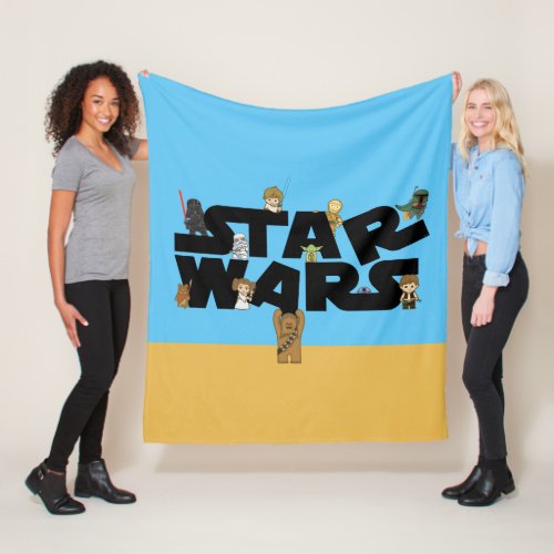 Mini Characters Climbing Star Wars Logo Fleece Blanket
