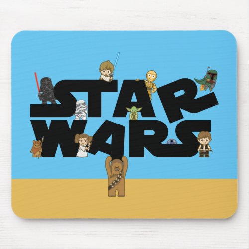 Mini Characters Climbing Star Wars Logo Mouse Pad