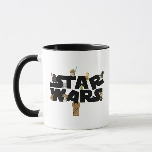 Mini Characters Climbing Star Wars Logo Mug