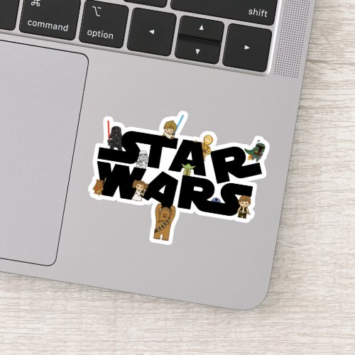 Mini Characters Climbing Star Wars Logo Sticker