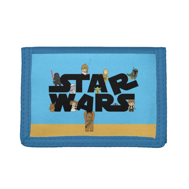 Mini Characters Climbing Star Wars Logo Trifold Wallet (Front)