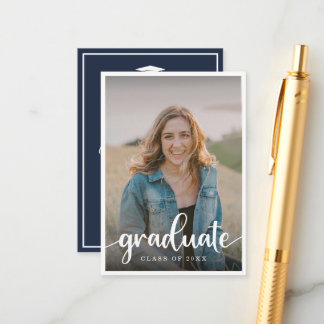  Mini Charcoal Blue Photo Graduation Invitation
