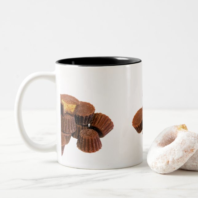 Mini Chocolate and Peanut Treats Two-Tone Coffee Mug (With Donut)