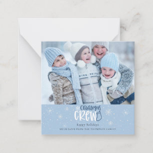 MINI Christmas Crew Family Photo Blue Holiday Note Card