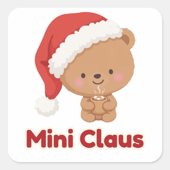 Mini Claus Bear Cub Cocoa Sticker (Front)
