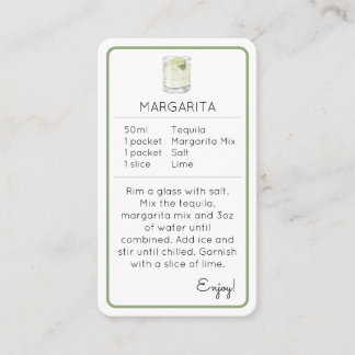 Mini Cocktail Kit Favor Recipe Card Margarita