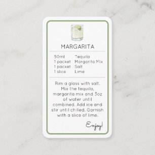 Mini Cocktail Kit Favor Recipe Card Margarita