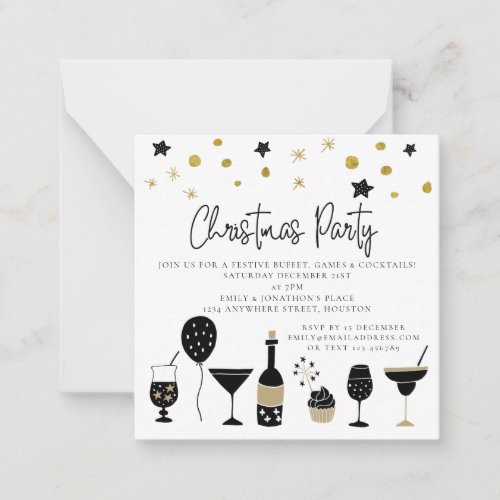 MINI | Cocktails Gold Black Christmas Party Invite