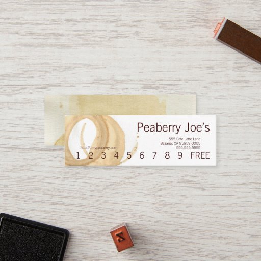Customizable Coffee Cup Stain Punchcard Business Card
