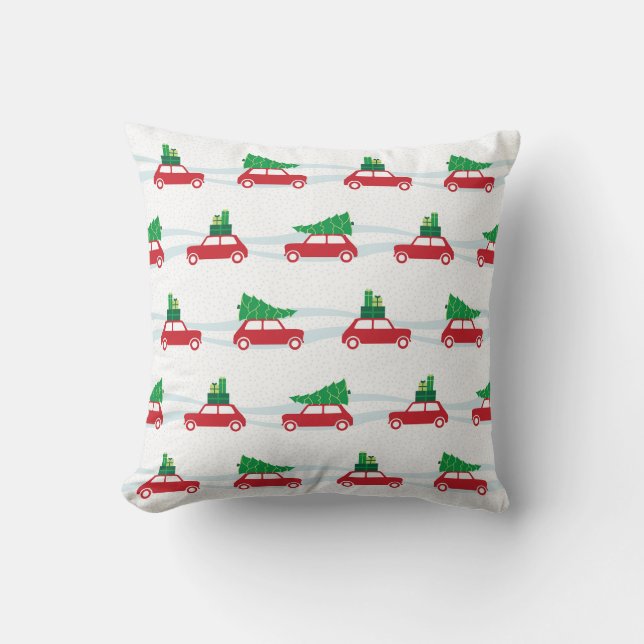 Mini Cooper Christmas Traffic Throw Pillow (Front)