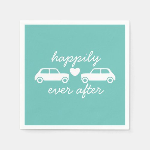 Mini Cooper Hearts _ Teal _ Happily Ever After Napkins