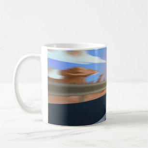 Mini cooper on the road coffee mug