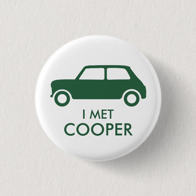 Mini Cooper Trading Pin - Green on White (Front)