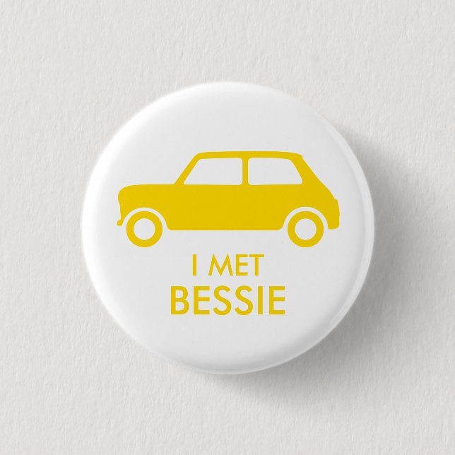 Mini Cooper Trading Pin - Yellow on White (Front)