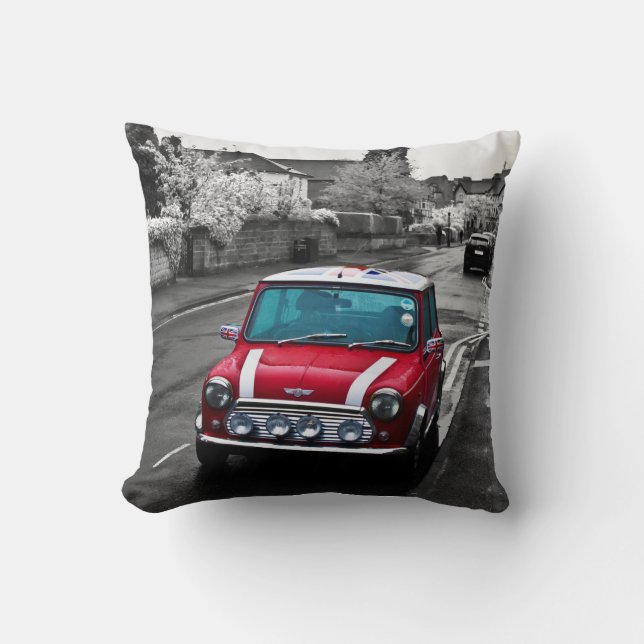 Mini Cooper Vintag Throw Pillow (Front)