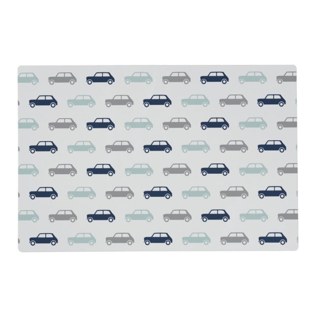Mini Coopers on the Go - Blue & Grey - Placemat (Front)