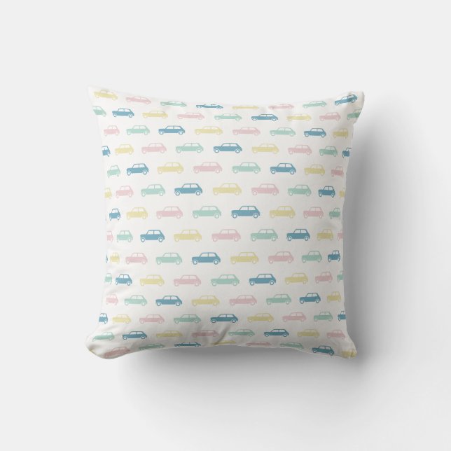 Mini Coopers on the Go - Pastel - Throw Pillow (Front)
