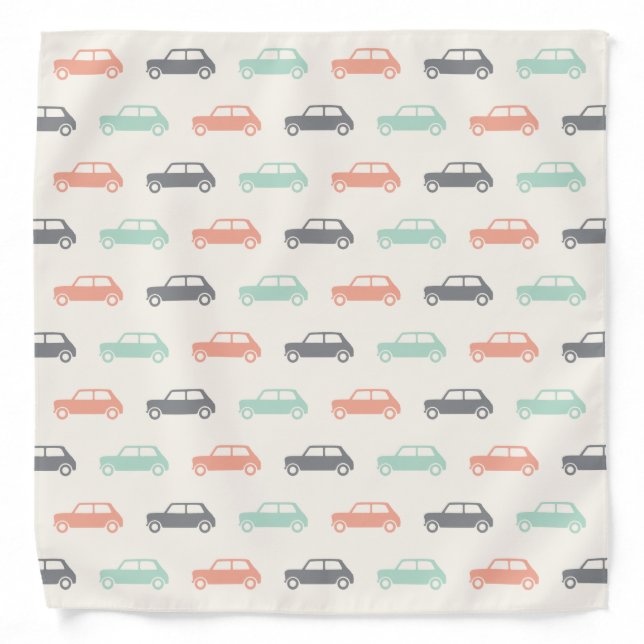 Mini Coopers on the Go - Peach & Teal Bandana (Front)
