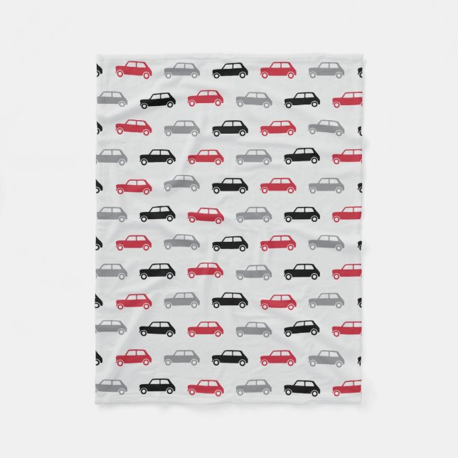 Mini Coopers on the Go - Red & Black - Fleece Blanket (Front)