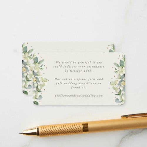 Mini Cream SnowberryEucalyptus Online RSVP Enclosure Card