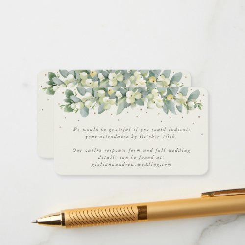 Mini Cream SnowberryEucalyptus Online RSVP Enclosure Card