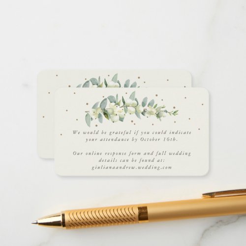 Mini Cream SnowberryEucalyptus Online RSVP Enclosure Card